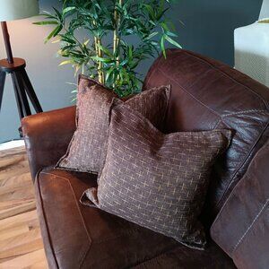 2 Brown Linen Cushion Covers 20x20